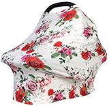 High Quality Stretchy Baby Car Seat Cover, Canopy, Nursing And Breastfeeding Cover, Kutest N' Precious, Infinity Scarf, Stroller and Shopping Cart, Baby Carrier, Multifunction (Red and Pink)