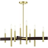 Livex Lighting, 49348-12, Denmark, Medium Chandelier, Satin Brass with Bronze Accents