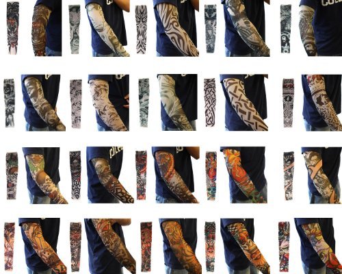 LifeJoy Wholesale 100pc Fake Temporary Tattoo Sleeves Body Art Arm Stockings Accessories - Designs Tribal, Dragon, Skull, and Etc.
