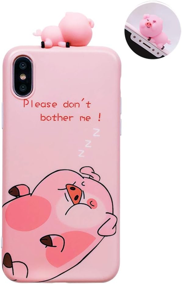 UnnFiko Piglet Phone Case Compatible with iPhone 7 Plus/iPhone 8 Plus, Cute 3D Cartoon Animal Soft Silicone Protective Case for Girls Women (Sleepy Pig, iPhone 7 Plus / 8 Plus)