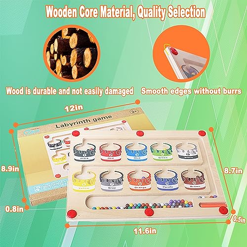 Color and Number Maze, Wooden Maze Board for Toddlers