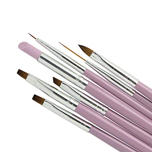 Siusio 7 Pcs Nail Art Brush, Nails Art Supplies Acrylic Nails Polish Kit Accessories, Detail Dotting Paint Tool for Short Strokes, Blending, Elongated Lines - Thumbnail 4