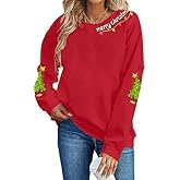 Christmas Sweaters for Women Merry Christmas Sweatshirt Crewneck Long Sleeve Xmas Tree Graphic Pullover Tops