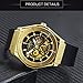 Caluxe Men's Automatic Mechanical Skeleton Self-Winding Wrist Watch with Silicone Black Strap