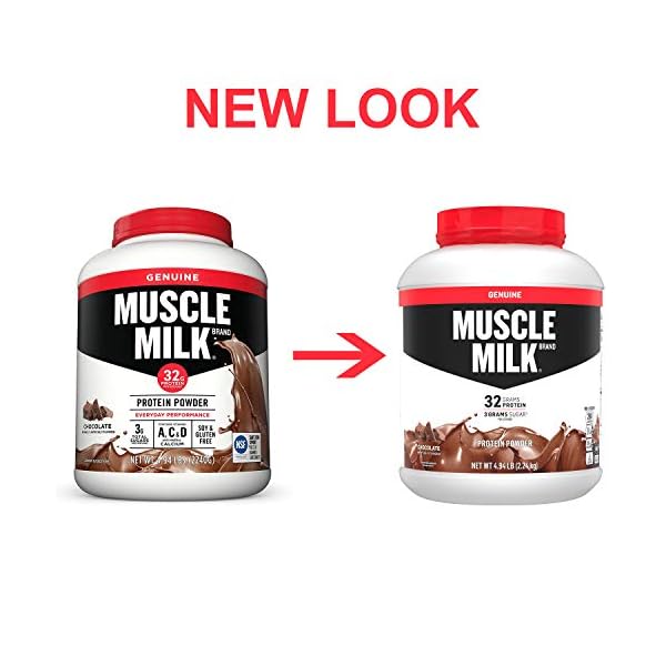 Muscle Milk Genuine Protein Powder, Chocolate, 4.94 Pound, 32 Servings
