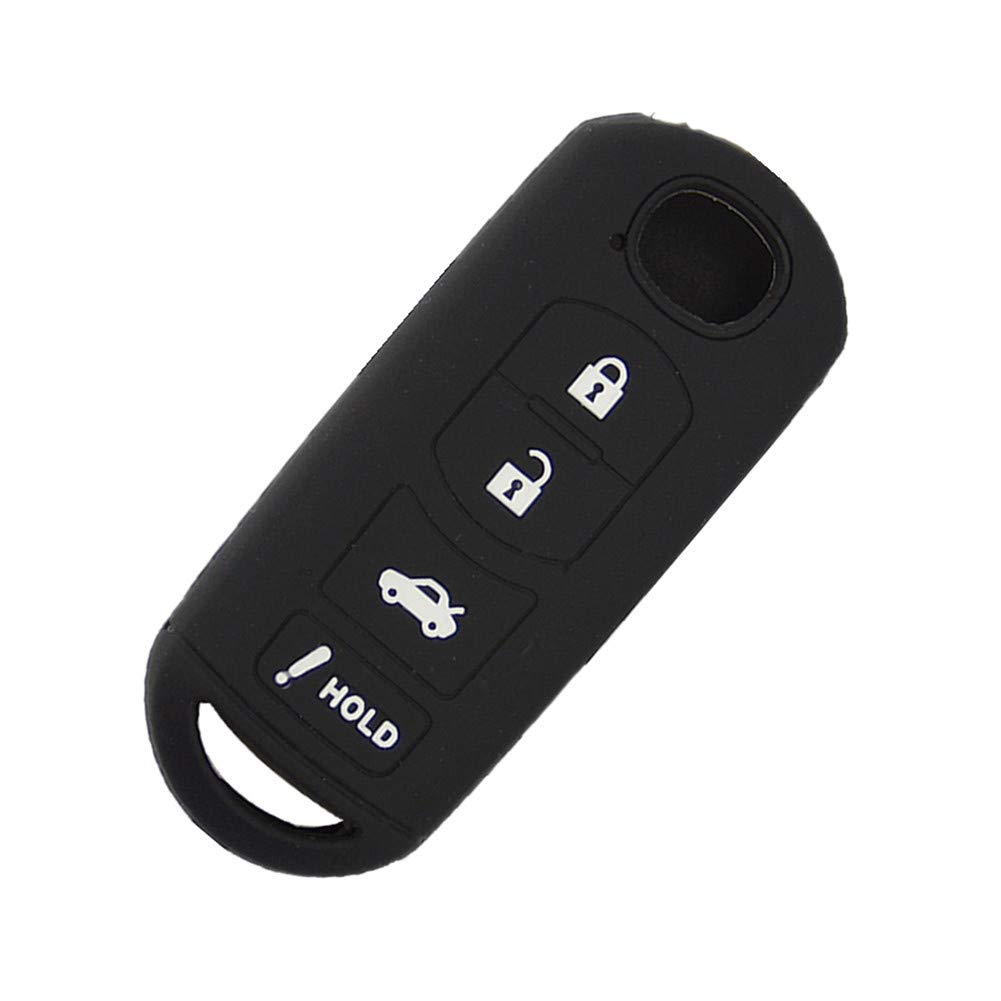 Happyit Silicone Car Key Cover Cases for Mazda 3 5 6 8 CX5 CX7 CX9 M6 GT 2016-2019 4 Buttons Keyless Remote Accessories (Black)