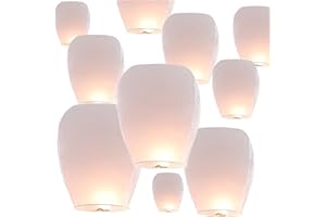 Luxify 20Packs White Pack Chinese Lanterns to Release in Sky for Celebrations of Family, Weddings, Birthdays, Memorials, Parties