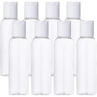 BENECREAT 20 Pack 2oz PET Plastic Bottles Clear Refillable Bottles with White Press Disc Flip Cap for Shampoo, Lotions, Cream
