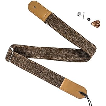 ZEALUX Ukulele Strap Comfortable Cotton Linen & Leather Adjustable Uke Shoulder Strap Suit For All Ukulele & Little Gruitar (Dark Brown)