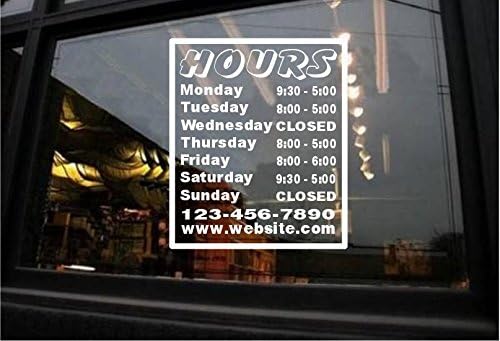 StickerLoaf Brand STORE HOURS SIGN CUSTOM WINDOW DECAL BUSINESS SHOP Storefront bar grill pub restaurant laundromat game deli gym salon boutique hair nails office medical night club lounge diner
