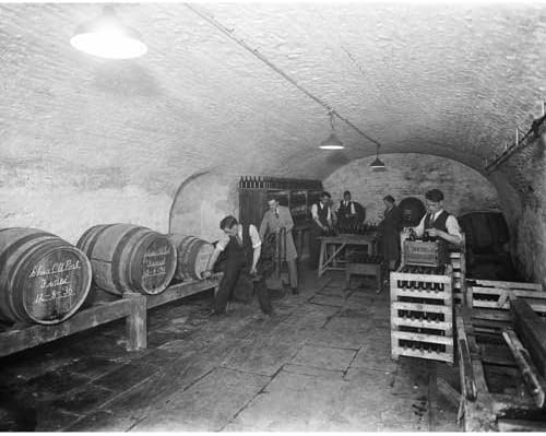 Quality digital print of a vintage photograph - Bottling Choice Old Port, H. Downes &amp; Co, Waterford, Ireland. Black &amp; White 8x10 inches - Matte Finish