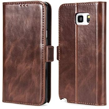 Galaxy Note 5 Wallet Case,Phone Case for Galaxy Note 5,CSTM Premium Vegan Leather Folio Flip Protective Shell Cover with Kickstand,Credit Slots and Magnetic Closure for Samsung Galaxy Note 5 (Brown)