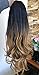 DevaLook Hair Extensions 24 Inches No Front Parting Half Head Wig Long Wavy Curly Black Blonde Ombre Clip in Wig