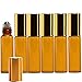 Cecathlon 6pcs 5ml Amber Roll on Glass Bottles Essential Oil Steel Metal Roller Ball Gold Alloy Cap Portable For Trave