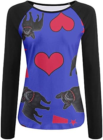 V2ws Shirt I Love Bull Terriers Women Raglan T-Shirts Blouse Long Sleeve Baseball Pullover Tops