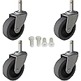 MySit 3 Inch Rubbermaid Cart Caster Replacement Wheels, Swivel Stem Caster, 7/16" x 1-3/8" Stem TPR Rubber Wheel for Rubbermaid Mop Buckets, Pack of 4