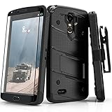 Zizo Bolt Series Compatible with LG Stylo 3 Case Military Grade Drop Tested with Tempered Glass Screen Protector, Holster, Kickstand Black