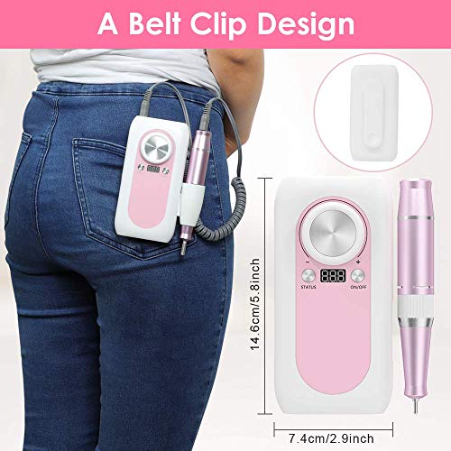 AQSURE Nail Drill, Rechargeable 30000RPM Electric E-file Nail Drill Machine for Acrylic Nails, Manicure/Pedicure, Polishing and Cuticle for Women, Home and Salon Use