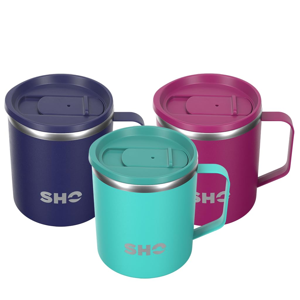 SHO Flexi - Ultimate Insulated Stainless Steel Reusable Coffee Mug - 4 Hours Hot, 8 Hours Cold - 370ml - BPA Free (370ml, Aqua)