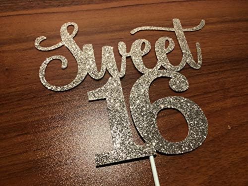 Gyufise 1Pc Happy Sweet 16 Cake Topper Oro Rosa Glitter Dolce 16 Compleanno Decorazioni Felice 16 Compleanno Decorazioni per Ragazze Ragazzi