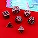 HESTYA Metal Dices Set Polyhedron Dice Compatible with Dungeons and Dragons, Role Playing Math Teaching Table Games Solid Zinc Alloy with Enamel Dice with Storage Bag