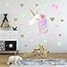 Amaonm Creative Cute Rainbow Unicorn With Colorful Hearts Wall Decals Removable PVC Wall art Decor Home Wall Decoration 3D DIY Stickers for Girls Rooms Babys Bedroom Bathroom Living Room Doors (Heart)