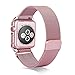 yearscase 38MM Milanese Loop Replacement Band with Metal Protective Case Compatible Apple Watch Band Series 3 Series 2 Series 1 Sport&Edition - Rose Gold