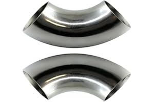 Cotonlake OD 1.25 Inch 90 Degree Stainless Steel Bend Tube Elbow Pipe for Car Modified Exhaust System 1.25" Piping Silver Tone，Stair Handrail (2pcs)