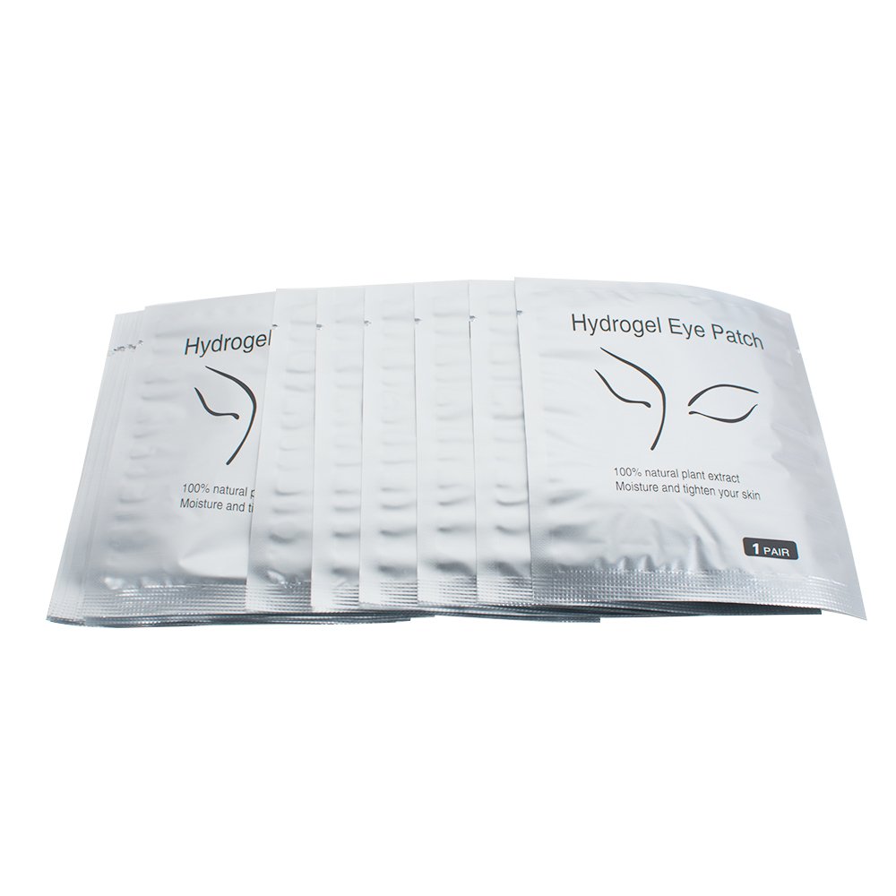 Pevor Lint Free Lash Extension Eye Gel Patches, Under Eye Pads for Eyelash Extension Eye Mask, 100 Pairs (Silver fox pear)