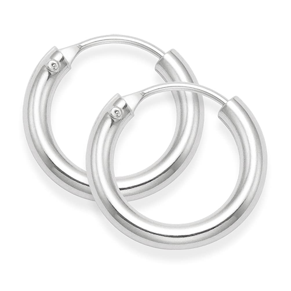 Heather Needahm Sterling Silver Hoop Earrings - SIZE: 14mm (1/2 inch) x 2.5mm - Premium quality. MUCH SMALLER THAN SHOWN. Branded gift box. 6272