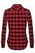 Finejo Women Fashion Casual Turn Down Collar Grid Button Slim Shirt Blouse