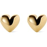 Ana Luisa Puffed Heart Earrings - Heart Charm Huggie Hoops and Earring Stud Styles - Dainty 14K Gold Plated, Silver Rhodium Plated & Mixed Metal Silver & Gold Earrings - Hypoallergenic Water-Resistant