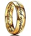 AMSENC The One Ring Lord The Rings Style Tungsten Ring Gold Color Lord Rings Laser Etched