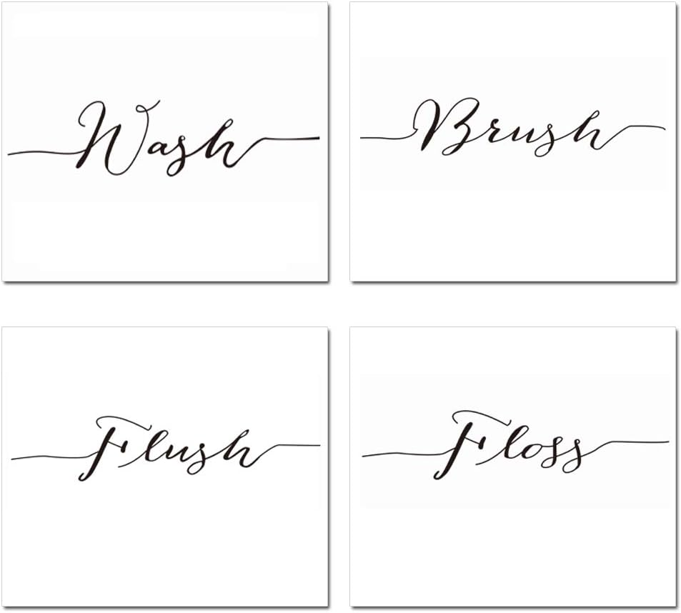 GEEDUO Funny Bathroom Wall Decor Bathroom Quotes and Sayings Art Prints Great Decor for Bathroom Set of 4 Photos 8x10 Inch Unframed