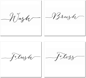 GEEDUO Funny Bathroom Wall Decor Bathroom Quotes and Sayings Art Prints Great Decor for Bathroom Set of 4 Photos 8x10 Inch Unframed