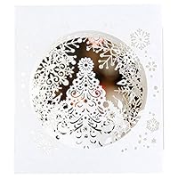 Aukuzi Christmas snowflake Card, 3D Birthday Pop-Up Greeting Card Handmade Cards Ideal for Birthdays, blessing, Thank You, Graduation, Holiday or Anniversary (White)
