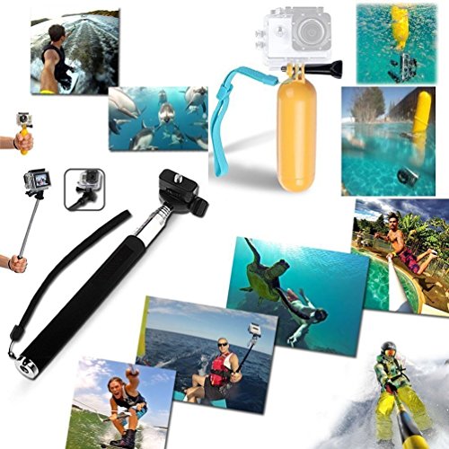 VVHOOY Float Handle Grip with Adjustable Selfie Stick Monopod and Car Suction Mount Holder for AKASO Brave 4/V50 Native 4K/Crosstour/BUIEJDOG Waterproof Action Camera Mounting Bundle Accessories