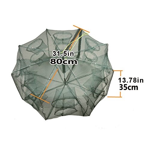 EASY BIG Portable Fishing Nets Foldable Hand Casting Bait Traps Cage for Fish Shrimp Minnow Crayfish Crab Baits Cast Mesh Trap, Easy Use Fishing Cage Crab Fish Minnow Crawdad Shrimp