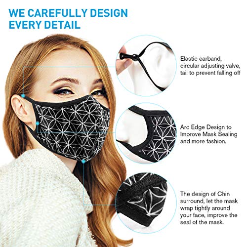 ANALAN Mouth Mask Anti Pollution Dust Mask Washable And Reusable Mask For Flu Pollen Allergies Somke(Silver life flower)