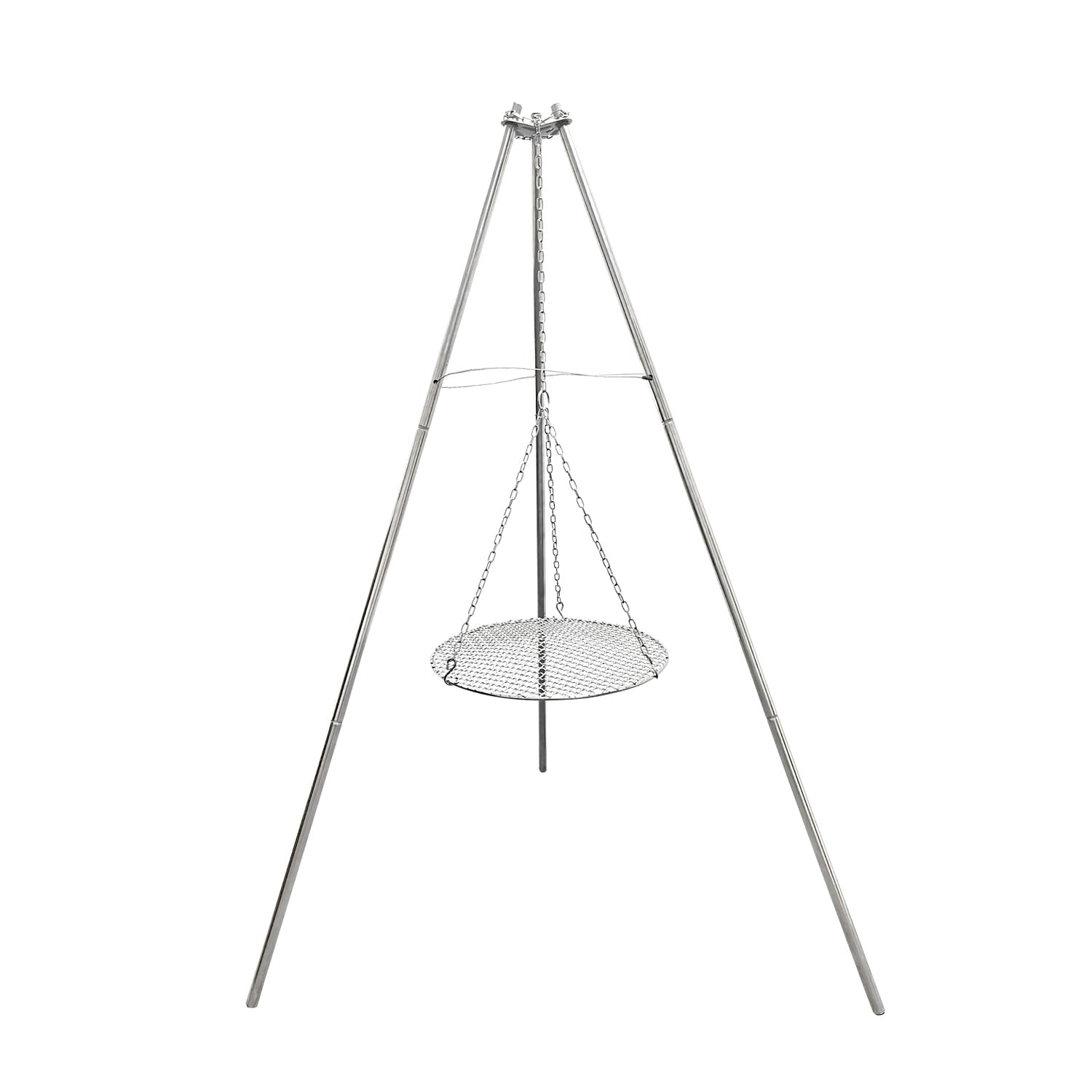 Photo 1 of YBTMG Camp Fire Tripod for Cooking, Stainless Steel Camping Fire Grill with Adjustable Chain, 13.78" Stainless Grill Grate for Camping Hiking BBQ