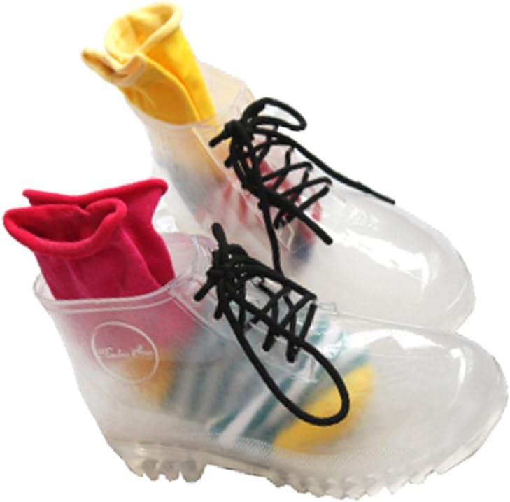 Transparent Girls' Women's Translucence Jelly Gumboots Rain Boot Shoes Gum Boots Martin Boots + 1 FREE Socks + 7 Color FREE Shoelaces Size 6