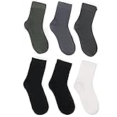 Owluny 6 Pairs Men's Cotton Dress Socks-Wicking Crew Socks Calf Black Anti-Odor&Breathable for Business Casual