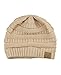 C.C Trendy Warm Chunky Soft Stretch Cable Knit Beanie Skully, New Beige