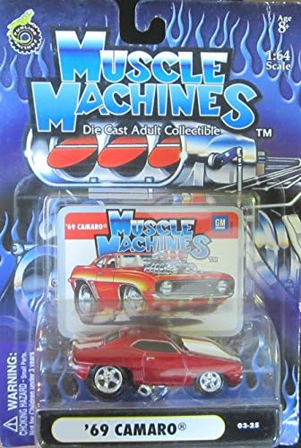 2003 Muscle Machines Red with White Stripes '69 Camaro # 03-25 - Die Cast Adult Collectible 1:64 Scale