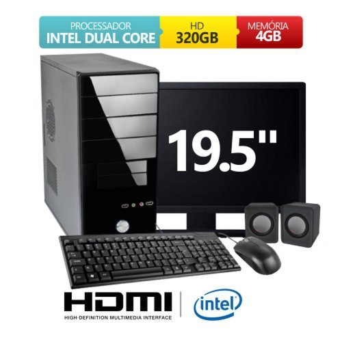 Computador Premium Business Celeron Dual Core 4Gb 320Gb HDMI Linux * Monitor 19,5 * Kit (Mous,Tec,C