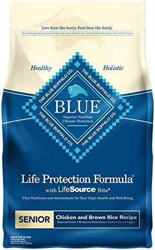 Blue Buffalo Life Protection Formula Senior Dog Food – Natural Dry Dog Food for Senior Dogs – Chicken and Brown Rice – 6 lb. Bag