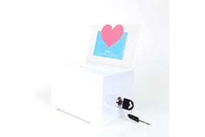 KAFENDA Donation Ballot Box with Lock - Suggestion Box with Sign Holder for Business Cards/Tips Jars/Sweepstakes Boxes (White)