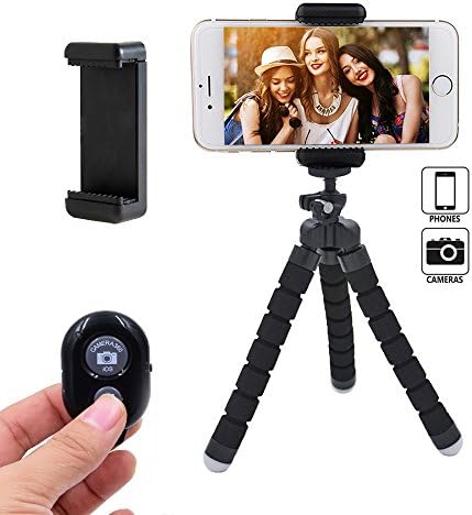 Linkcool Flexible Phone Tripod, Portable and Adjustable iPhone Tripod Stand Holder with Universal Clip and Bluetooth Remote, Tripod for iPhone, Android Phone, Any Smartphone, Camera and Go Pro