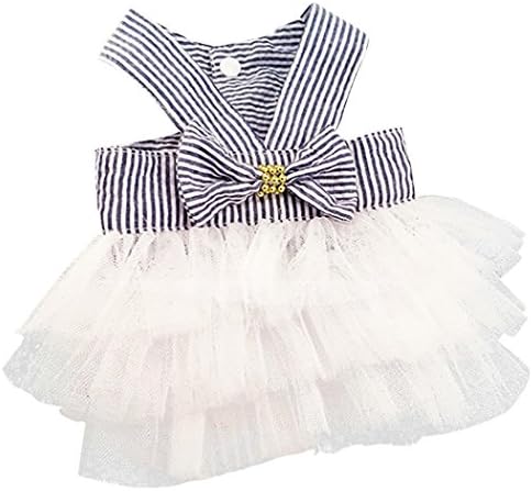 Letdown Puppy Dress, Hot Sale, Bubble Skirt Stripe Lace Bow Princess Dresses for Dog