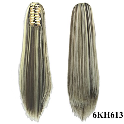Straight Synthetic Hair Clip In Hair Extension Black Gray Claw Ponytail Hairpieces My Little Pony Tail Queue De Cheval #35 24Inches
